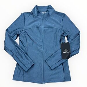 Foray Jacket Women's Large‎ Navy Blue Golf Shine Layering UV Protect Activewear